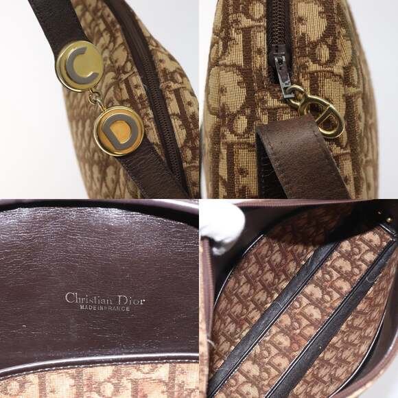 DIOR Trotter Canvas Shoulder Bag Brown Gold - Picture 11 of 12